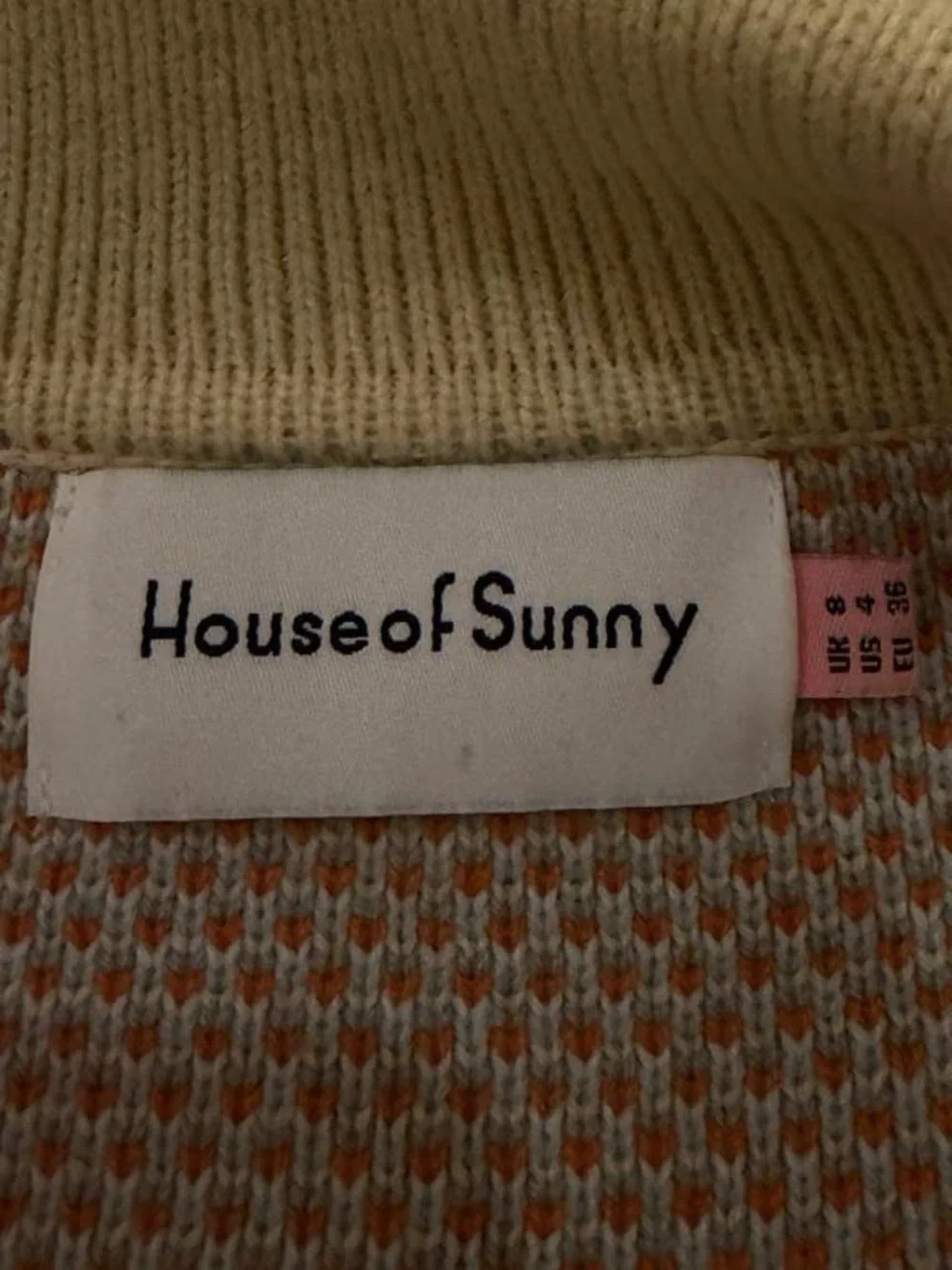 House of Sunny l Cream Orange and Light Blue Wave Knit Cardigan